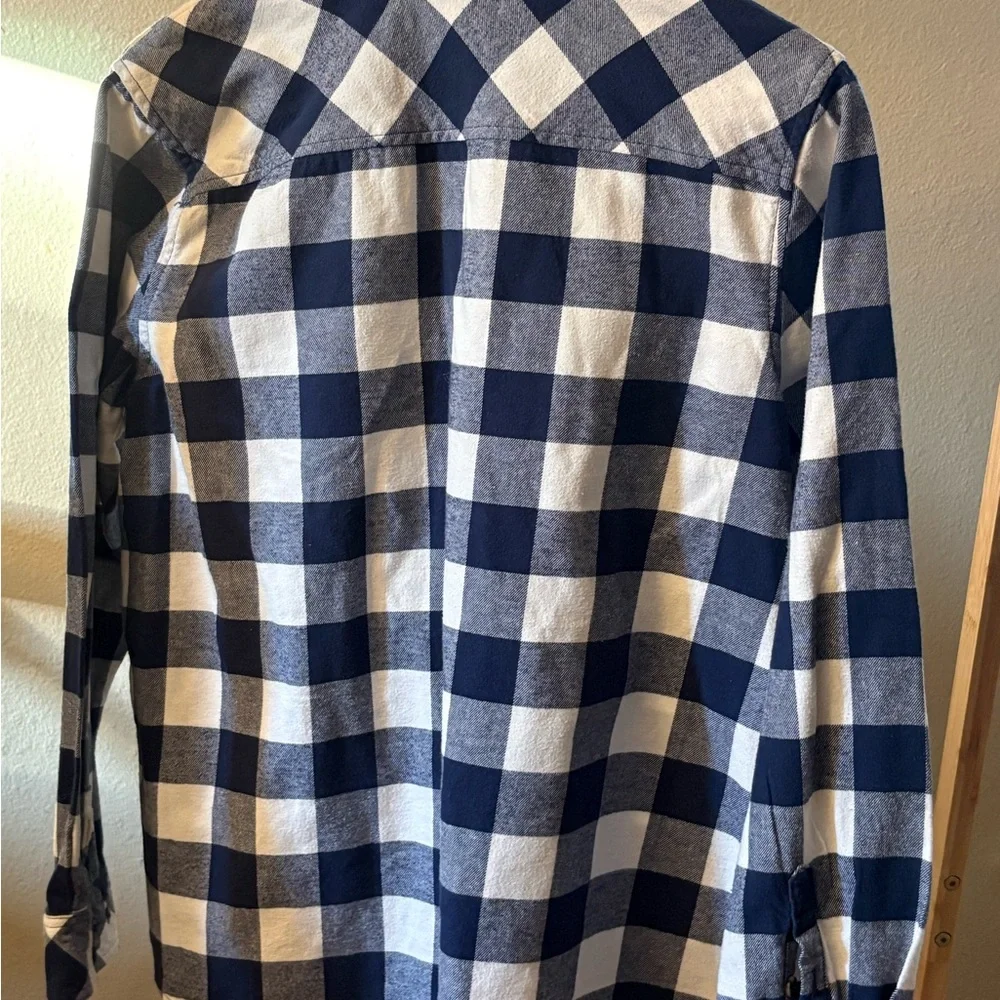 Natural Reflections 100% Cotton Blue & White Plaid Button-Down Shirt | Women’s L - Picture 2 of 7